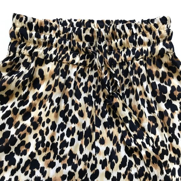Suzie Winkle Tilio Trousers Pants Womens 34 XS Black Tan Leopard Print Wide Leg - Picture 6 of 12